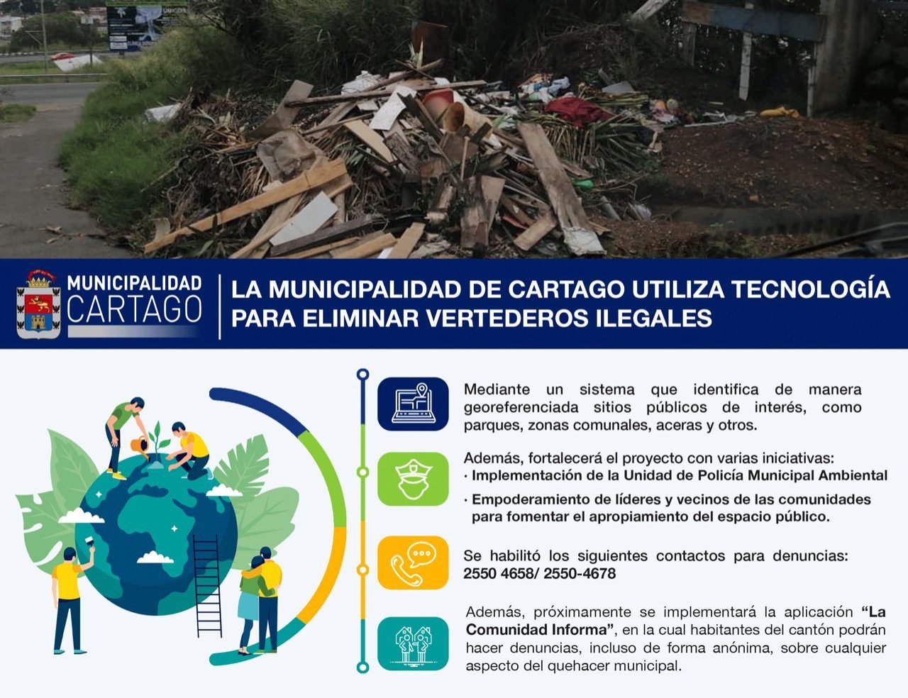 Municipalidad de Cartago lanza campaña para eliminar botaderos ilegales