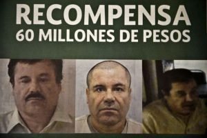 (FILE) Photograph of a notice published in newspapers offering 60 million Mexican pesos (3.8 USD approximately) reward to anyone with information leading to the recapture of Joaquin "El Chapo" Guzman Loera, in Mexico City on July 16, 2015. Mexican authorities have recaptured fugitive drug kingpin Joaquin "El Chapo" Guzman, six months after his prison break, President Enrique Pena Nieto said on January 8, 2016. AFP PHOTO/Yuri CORTEZ / AFP / YURI CORTEZ