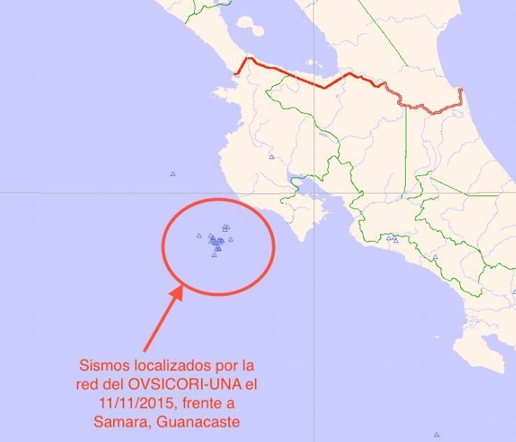 OVSICORI reporta 24 sismos frente a las costas de Sámara