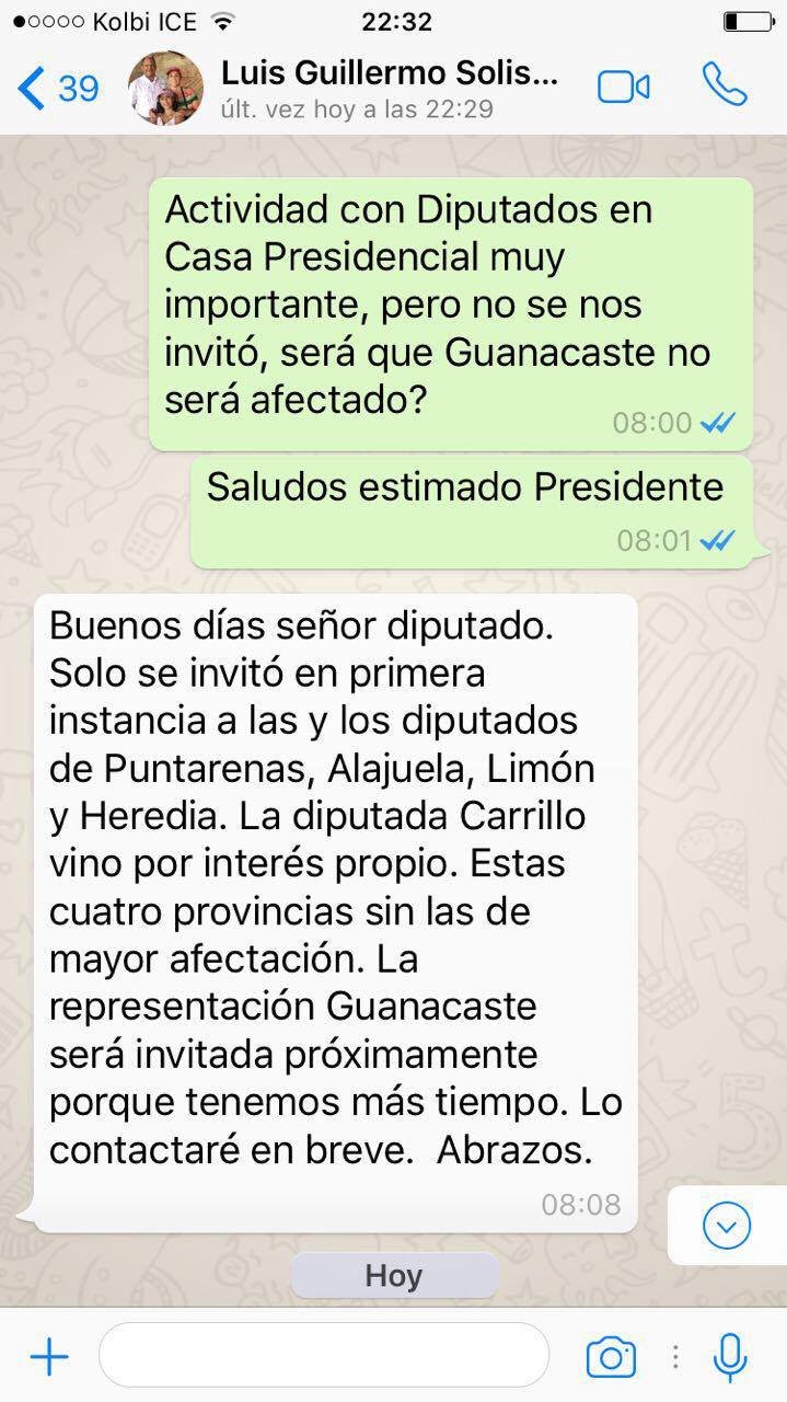 Diputado cuestionó desde el martes a Luis Guillermo Solís sobre falta de previsión en Guanacaste