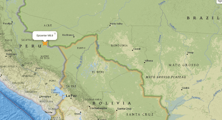Terremoto de 7,5 sacude la frontera entre Perú y Brasil