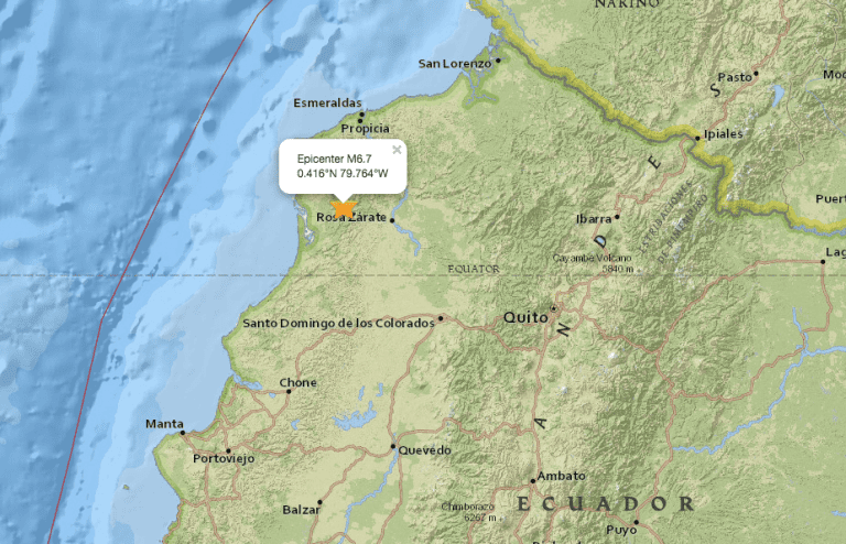 Terremoto de 6,7 sacude Ecuador