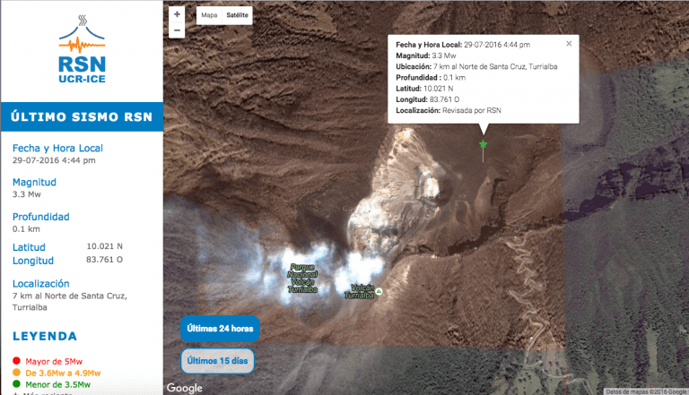 Detectan sismo de magnitud 3,3 en el Volcán Turrialba