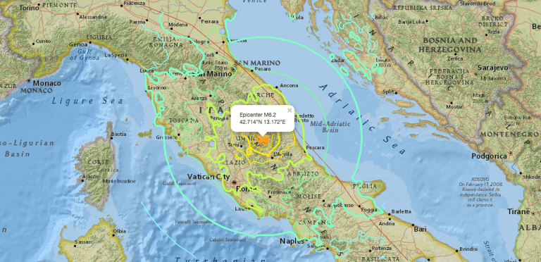 Terremoto de magnitud 6,2 sacude el centro de Italia