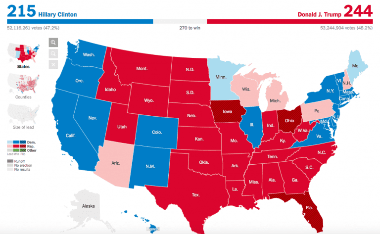 Con Pensilvania y New Hampshire empatados, elecciones en Estados Unidos no tienen ganador aún