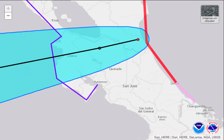 Ojo del huracán Otto toca tierra en Nicaragua como huracán de categoría 2