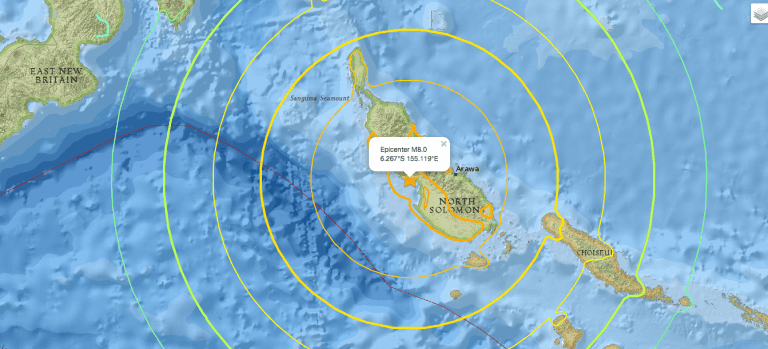 Terremoto de magnitud 8 sacude el archipiélago de las Islas Salomón; Activan alerta de tsunami