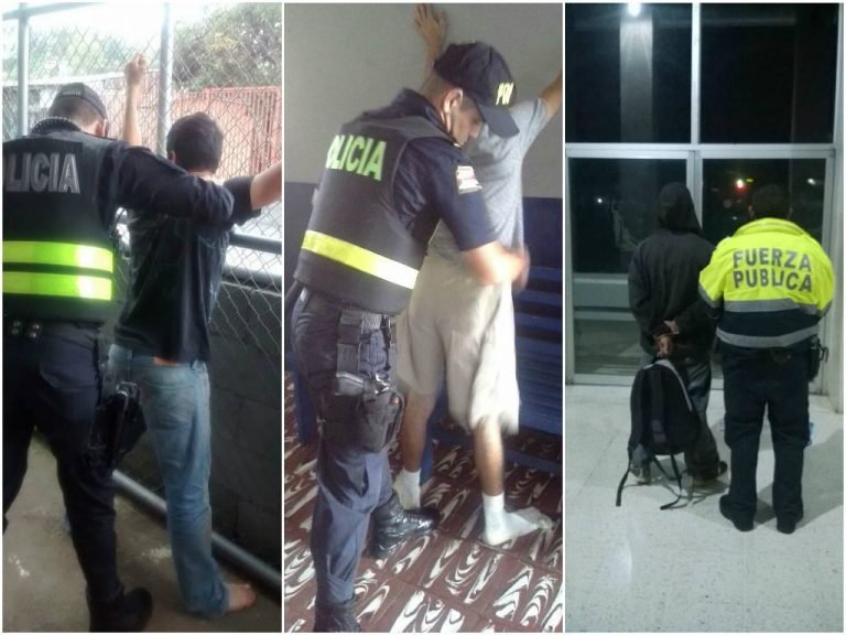 Fuerza Pública detiene a nueve sujetos en distintas zonas del país