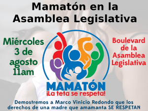Tribu del Mamatón organiza IV Mamatón en la Asamblea Legislativa contra el despido de trabajadora lactante