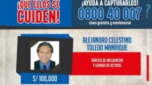 Gobierno de Perú pide captura y recompensa por Toledo