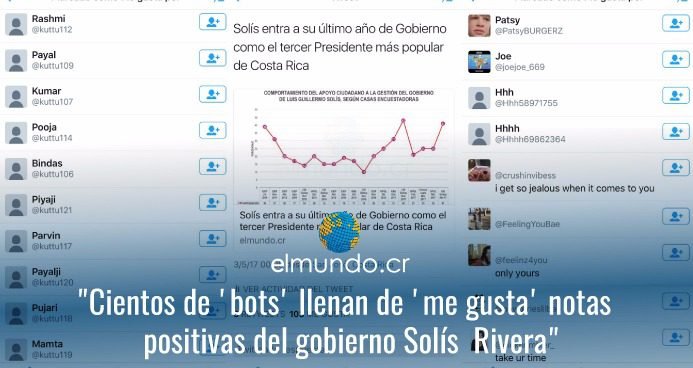 Cientos de “perfiles falsos” llenan de “me gusta” notas positivas del gobierno Solís Rivera