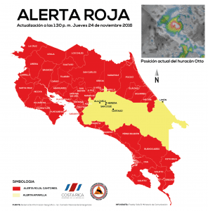 Otto se degrada a tormenta, pero se reportan personas desaparecidas en Bagaces y Upala