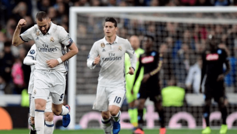 Real Madrid superó en casa al Nápoli de Italia con marcador de 3-1