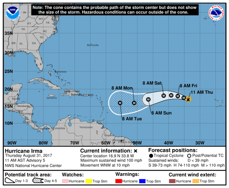 Huracán Irma se fortalece rápidamente y amenaza con ser “extremadamente peligroso” para el Caribe