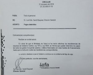 Funcionarios del IAFA denuncian impago de salarios