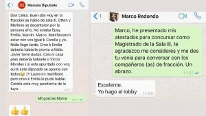 Marcela Guerrero y Marco Redondo reconocen que apoyaron a Celso Gamboa para ser magistrado