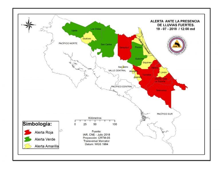 CNE levanta alerta verde del Valle Central pero declara roja para distrito de Limón