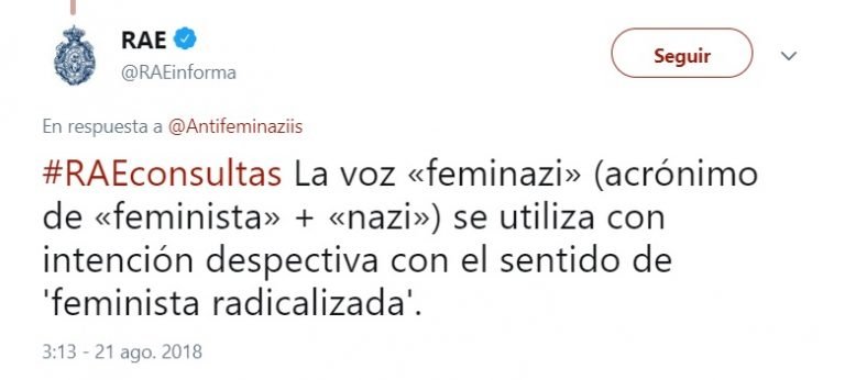 RAE define término “feminazi” y genera polémica en redes sociales