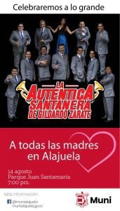Municipalidad de Alajuela celebrará Día de la Madre con concierto en el parque Juan Santamaría