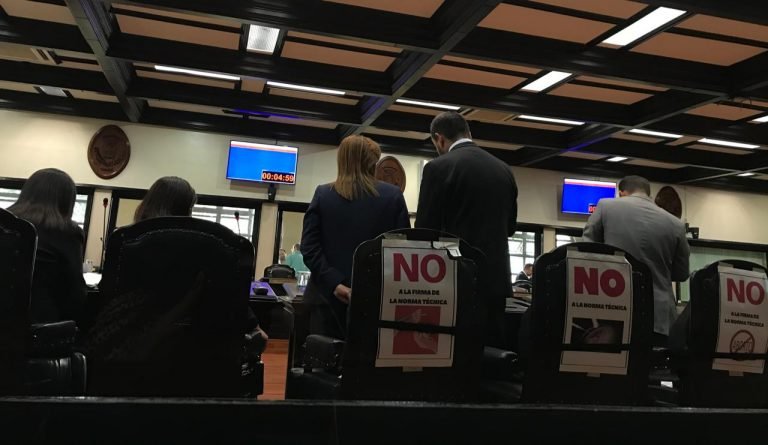 Diputada Nidia Céspedes ya lleva un mes de pie en protesta contra la norma técnica