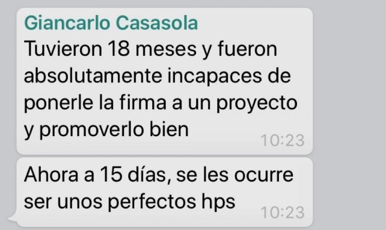 El mensaje de WhatsApp que originó la agresión de diputado a asesor legislativo en el PLN