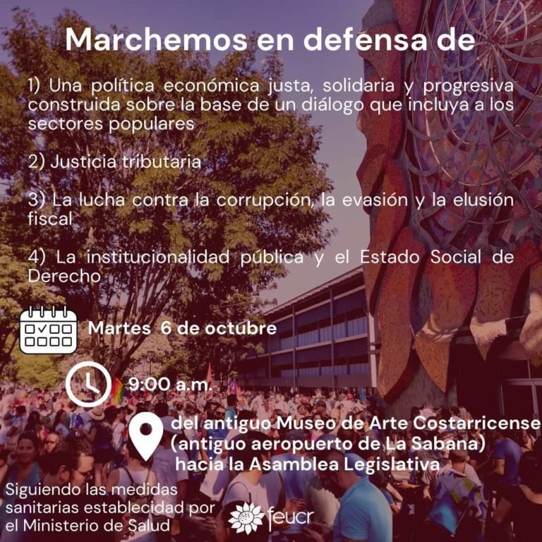FEUCR convoca al movimiento estudiantil a marchar hacia la Asamblea Legislativa