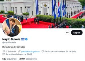 Bukele se llama a sí mismo “dictador” en Twitter