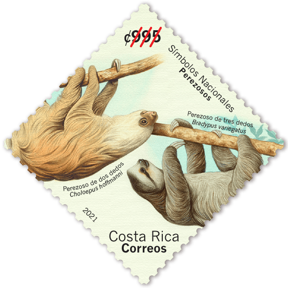 Perezosos son protagonistas en nueva emisión postal