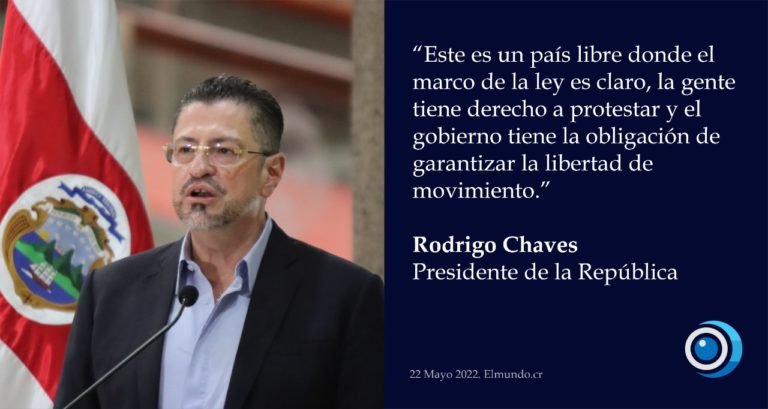 Rodrigo Chaves: La gente tiene derecho a protestar y el gobierno la obligación de garantizar la libertad de tránsito