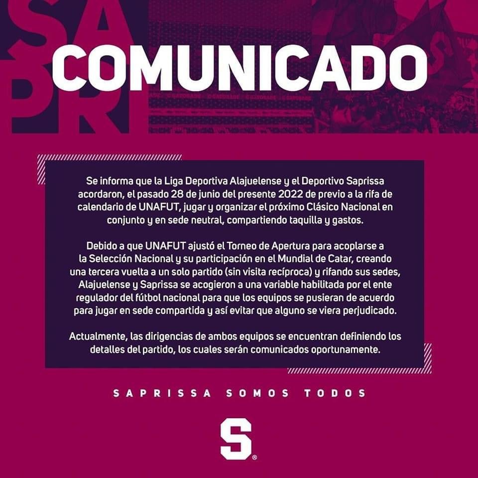 Clásico Nacional será en una sede neutra