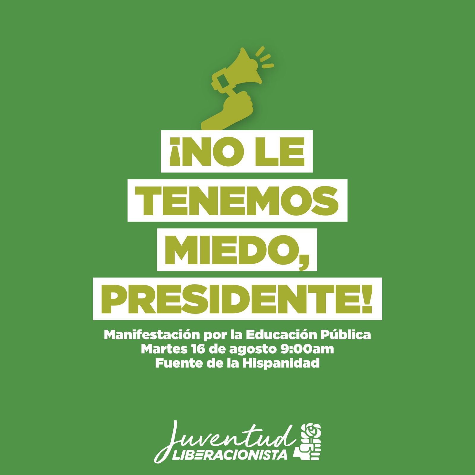 ¡No le tenemos miedo presidente!, sentencia Juventud Liberacionista ante propuesta de recorte al FEES