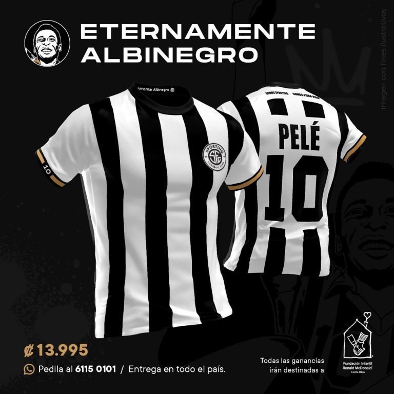 Ganancias de la camiseta conmemorativa a Pelé del Sporting FC serán destinadas a la Fundación Infantil Ronald McDonald Costa Rica