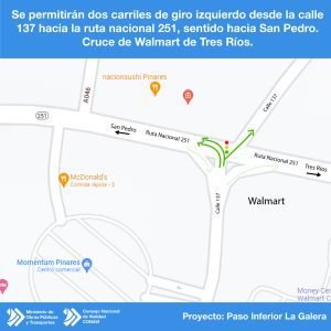 Cambios en giros en Walmart de Tres Ríos se harán martes y miércoles para mejorar fluidez en La Galera