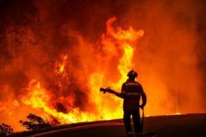 Incendio forestal en Portugal se desata con fuertes vientos y llamas de calor