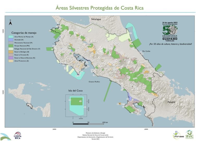 Sinac-Minae presenta mapa de áreas silvestres protegidas 2023 