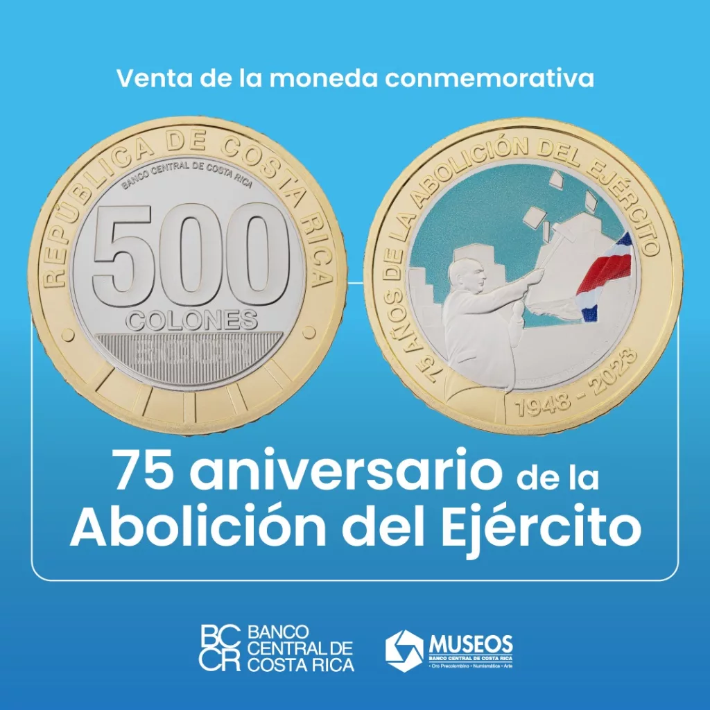 Moneda de ¢500 conmemora Abolición del Ejército