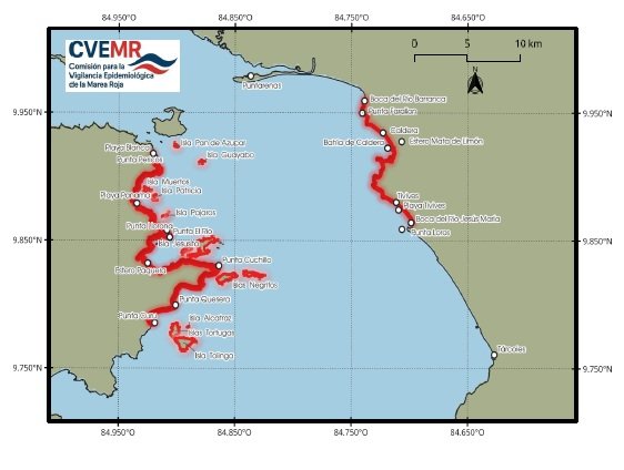 SENASA extiende prohibición de moluscos bivalvos por marea roja tóxica en Puntarenas