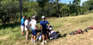 Andrey Amador sufrió un accidente en las inmediaciones de Playa Bejuco. Foto: Captura de video de CrCiclismo