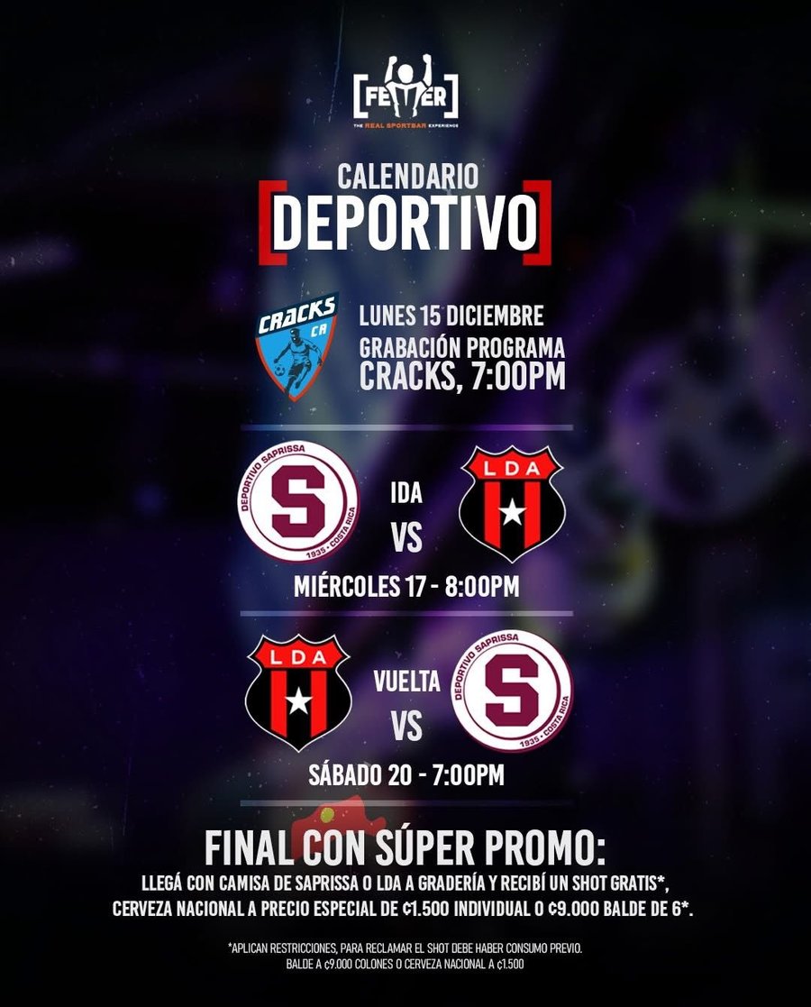 El bar deportivo Fever, promocionó en su agenda en redes sociales la transmisión del programa Gilberto 'Tuma' Martínez, actual miembro del Deportivo Saprissa. 