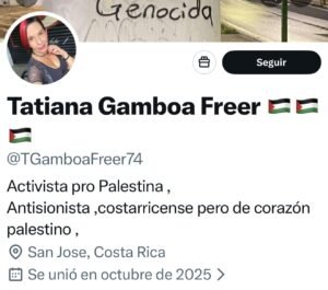 Activista pro Palestina llama a golpe de Estado contra Laura Fernández