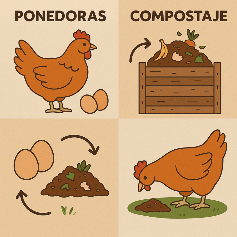 Gallinas ponedoras y compost
