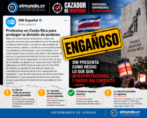 CAZADOR DE MENTIRAS: DW presenta como hechos interpretaciones políticas y datos sin contexto sobre Costa Rica